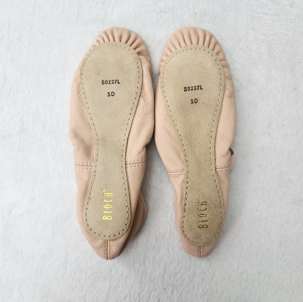 Bloch Ballet Soft Pink Leather Cotton Lining Slippers Size 3D